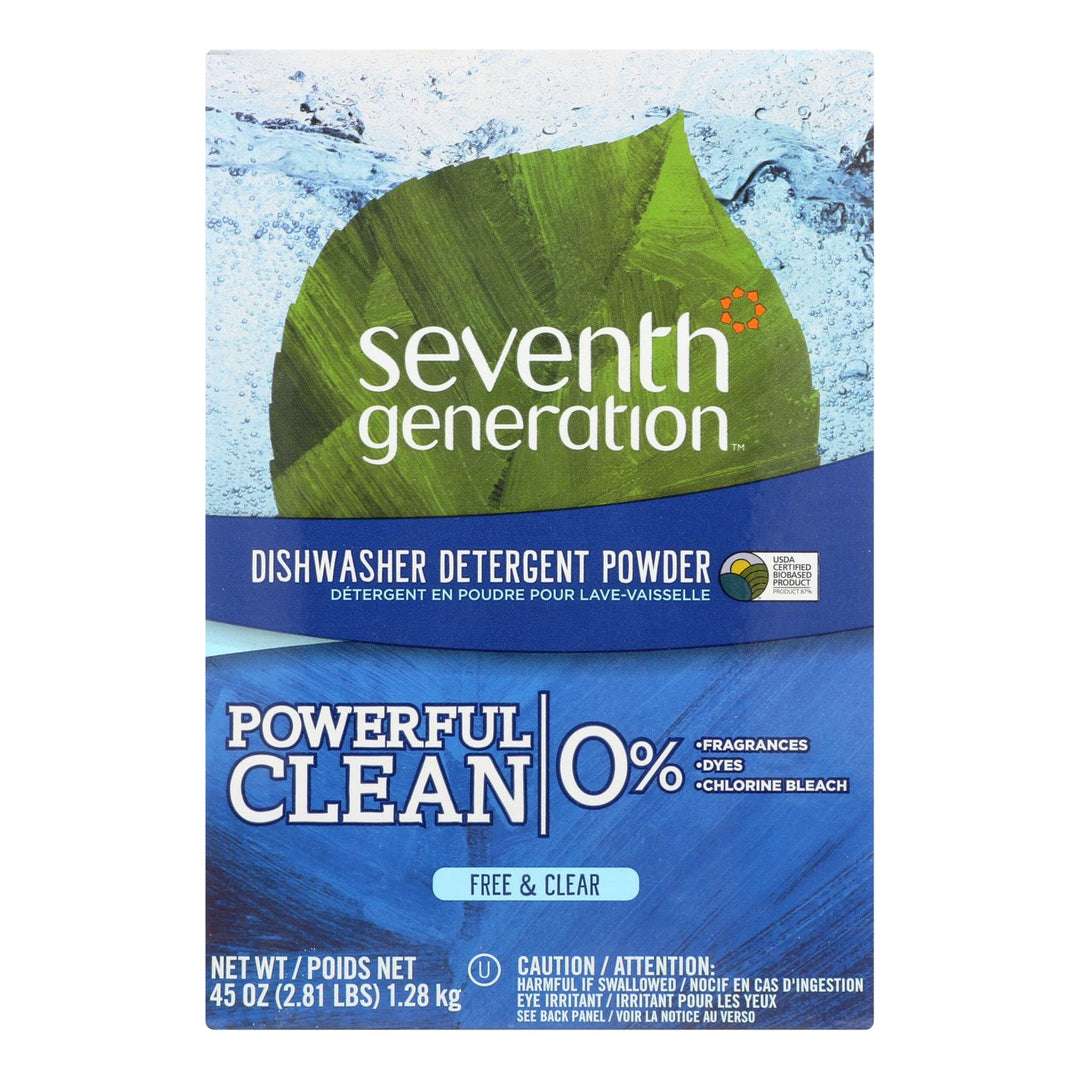 Seventh Generation Auto Dish Powder - Free And Clear - Case Of 12 - 45 Oz. - Maras Green